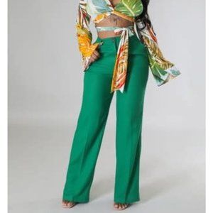 Linen Blend Wide Leg Pants